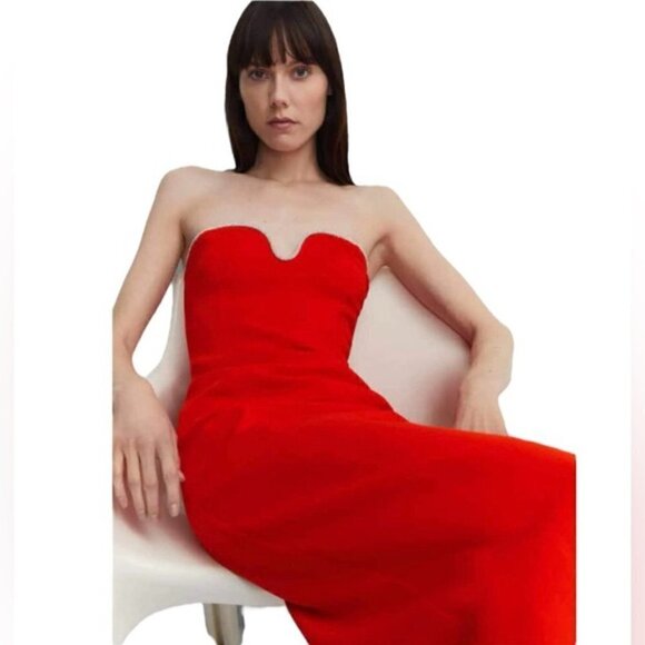 Mango, Ladies Metallic dress with neckline detail - Red. Size: 8. NWT. - Picture 12 of 14